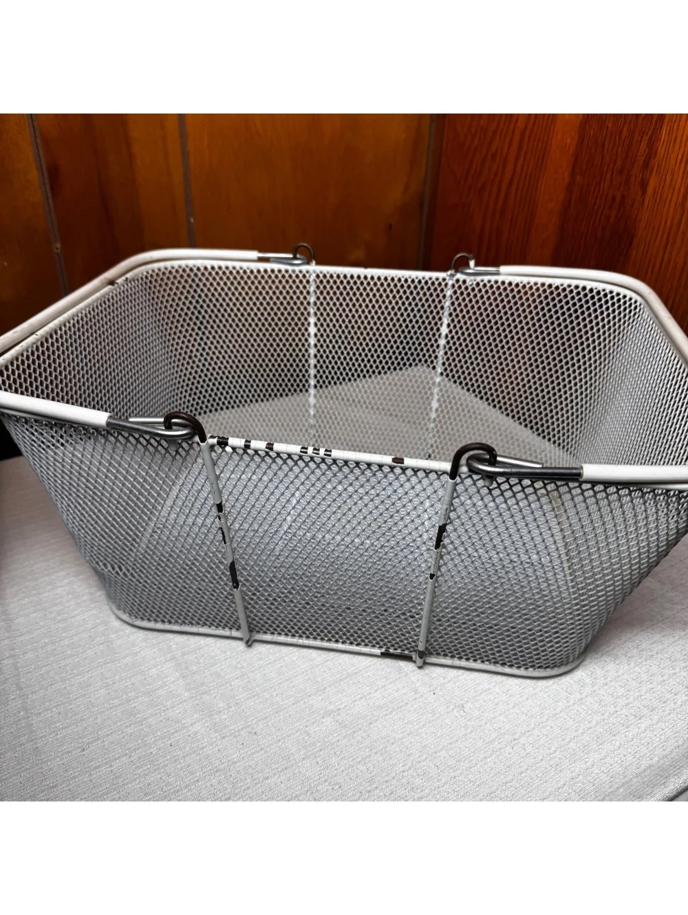 Vintage White Wire Mesh Folding Bike Baskets Set of 2 16 x 12 x 7